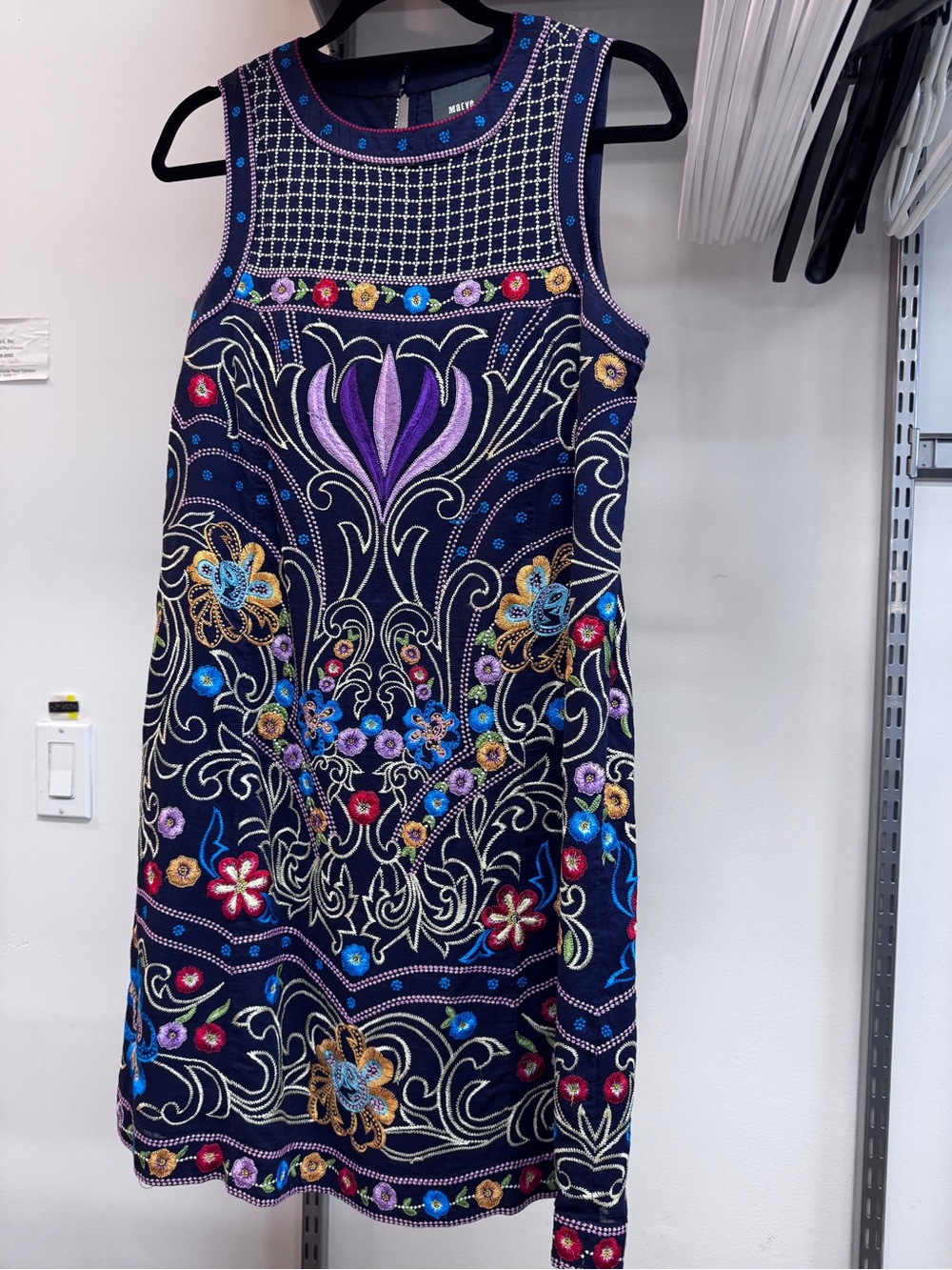 Beautiful Embroidered Navy Floral Shift Dress